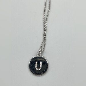 Kate Spade Monogram Necklace Silver Initial U Pendant 2034